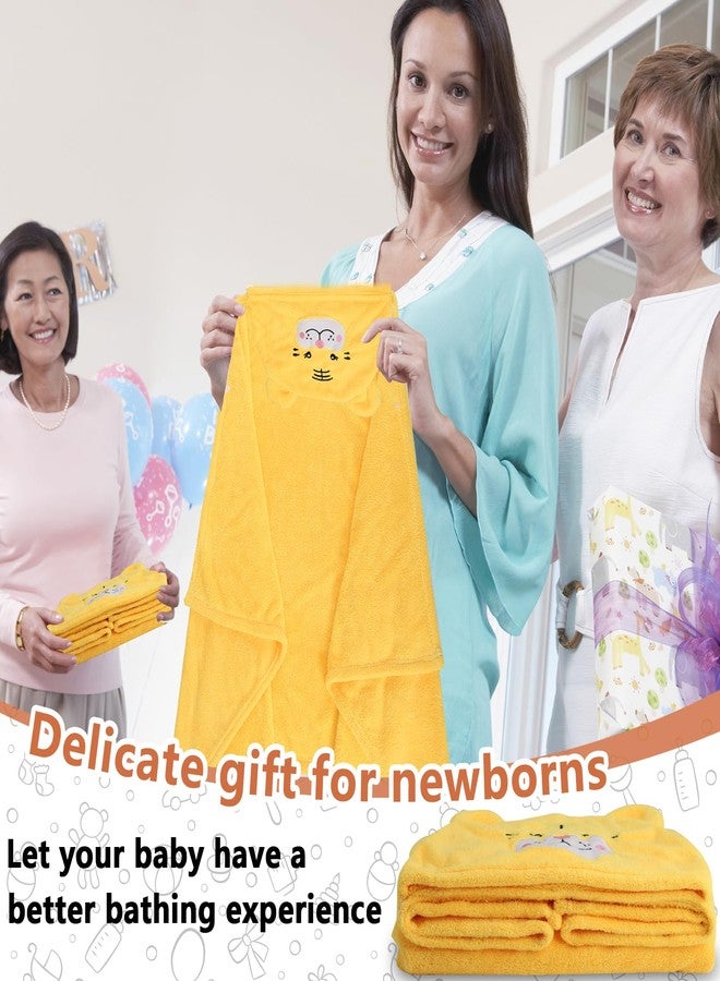 منشفتان بغطاء رأس من فينديكا، مقاس 27.5 × 55 بوصة، منشفة حمام فائقة الامتصاص للأطفال الرضع، منشفة حمام ناعمة للأطفال الصغار، مناشف سميكة للأطفال الصغار بغطاء رأس للبنات والأولاد، أصفر وأبيض - Image 5